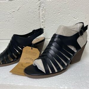 Frye and Co Women’s Black Galia Strap Heeled Open Toe Sandals 9.5 NEW In Box